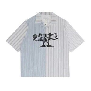Marine Serre Household Linens Bowling Shirt 'White'  - size: L - Button Up